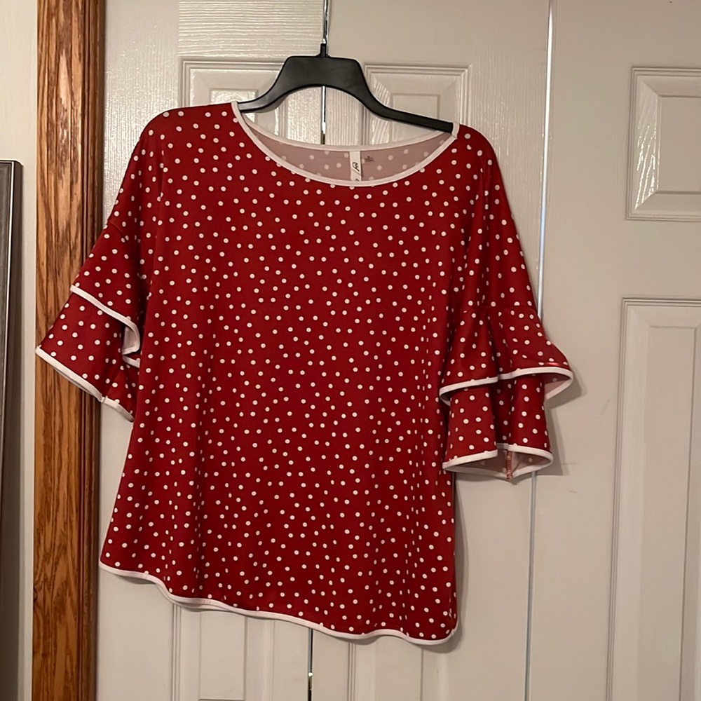 Burnt Orange with White Polka Dots